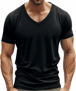 Mens V Neck Muscle Shirts Casual Short Sleeve Gym Athletic T Shirt Fashion Tee Top Sports Workout Bodybuilding Shirts
