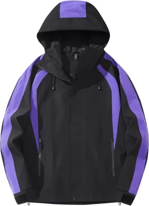 Men's Windproof Outdoor Jacket Drawstring Zipper Long Sleeve Warm Hooded Coat Fashion Snow Jacket with Pockets