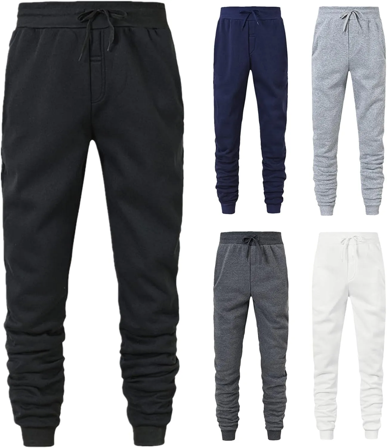 Men's Winter Fleece Lined Sweatpants Stretch Joggers Athletic Pants Hiking Workout Running Casual Baggy Sport Pants