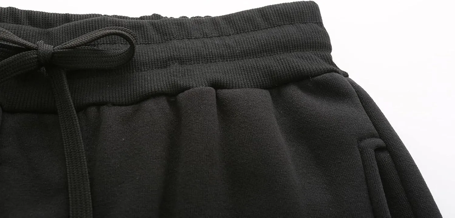 Men's Winter Fleece Lined Sweatpants Stretch Joggers Athletic Pants Hiking Workout Running Casual Baggy Sport Pants