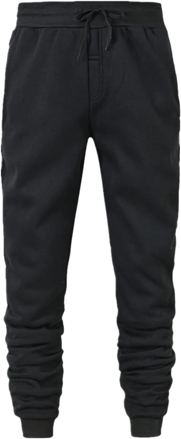 Men's Winter Fleece Lined Sweatpants Stretch Joggers Athletic Pants Hiking Workout Running Casual Baggy Sport Pants