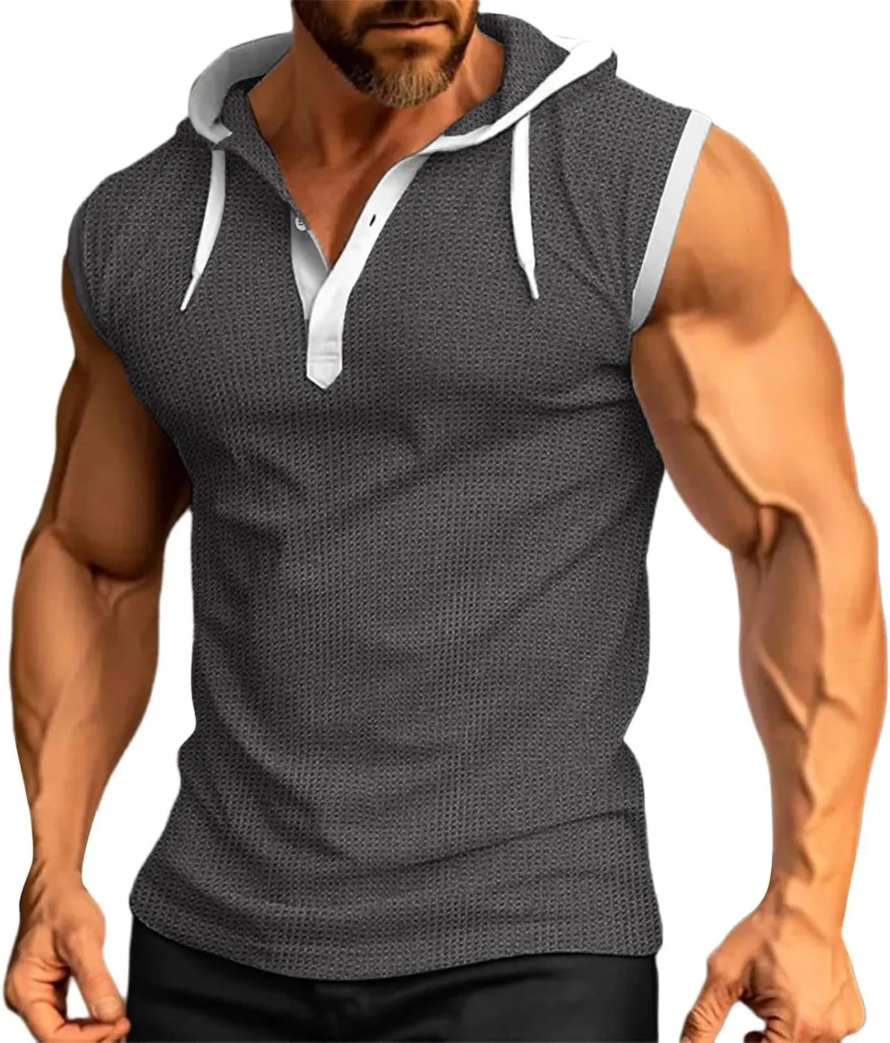 Men's Workout Tank Tops with Hood Sleeveless Cut Off Muscle Shirt Stylish Hoodies Pullover Thin Quick Dry Vest Shirts