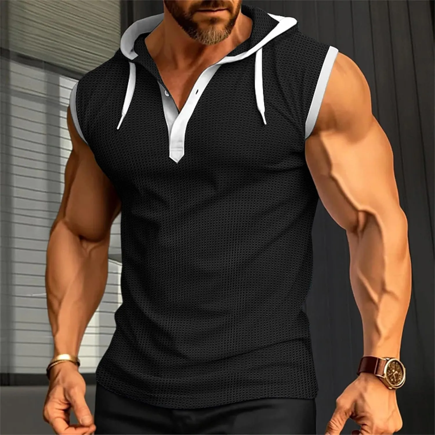 Men's Workout Tank Tops with Hood Sleeveless Cut Off Muscle Shirt Stylish Hoodies Pullover Thin Quick Dry Vest Shirts