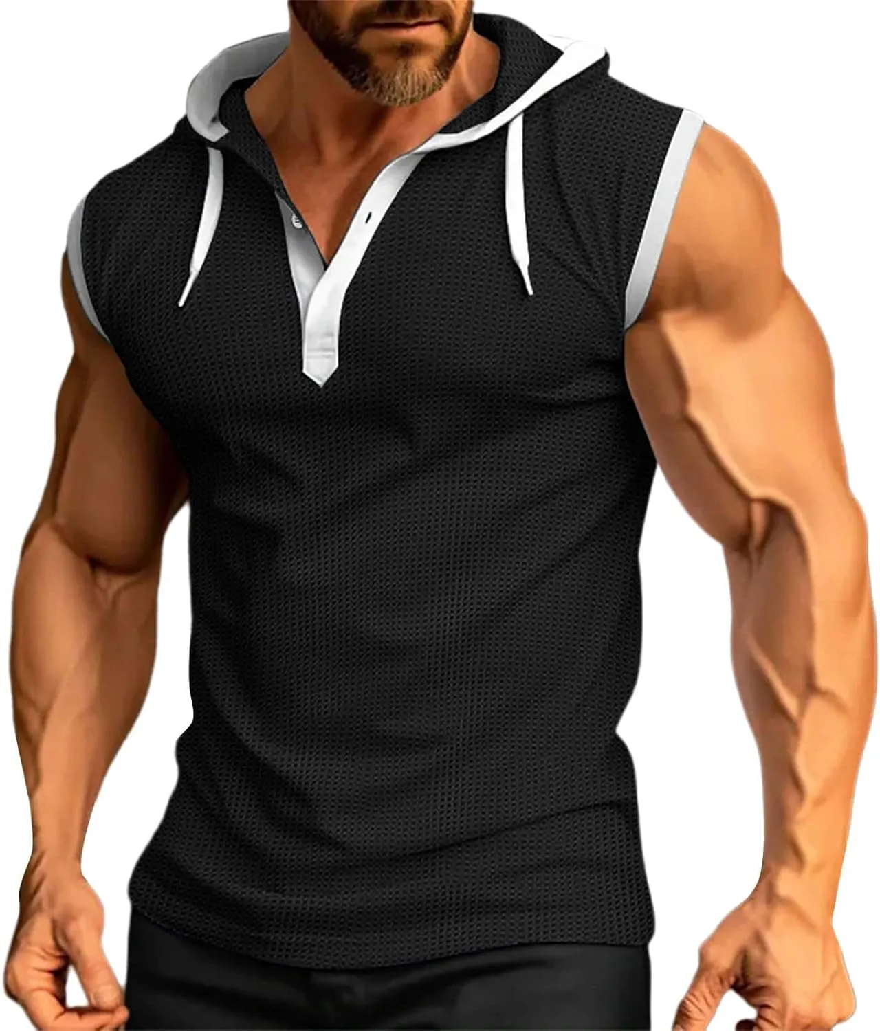 Men's Workout Tank Tops with Hood Sleeveless Cut Off Muscle Shirt Stylish Hoodies Pullover Thin Quick Dry Vest Shirts
