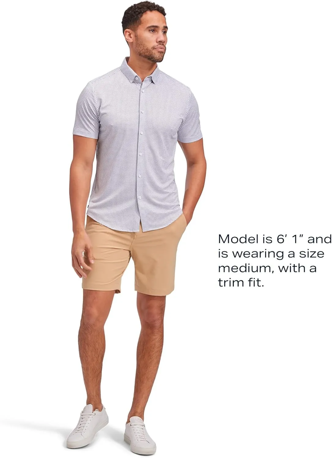 Mizzen Main Halyard No Tuck Men's Wrinkle-Free Short-Sleeve Performance Dress Shirt, Blue Geo Twill Print
