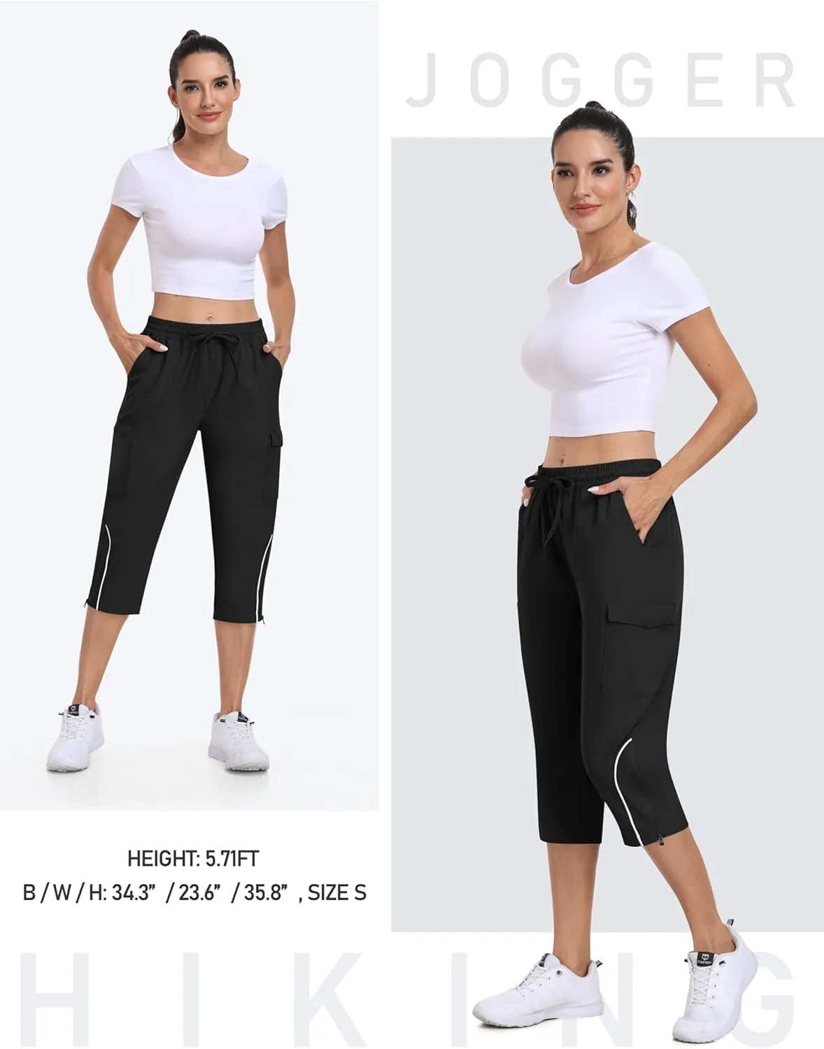 MoFiz Capri Pants for Women Lightweight Casual Summer Trip Loose Shorts with Zipper Pockets
