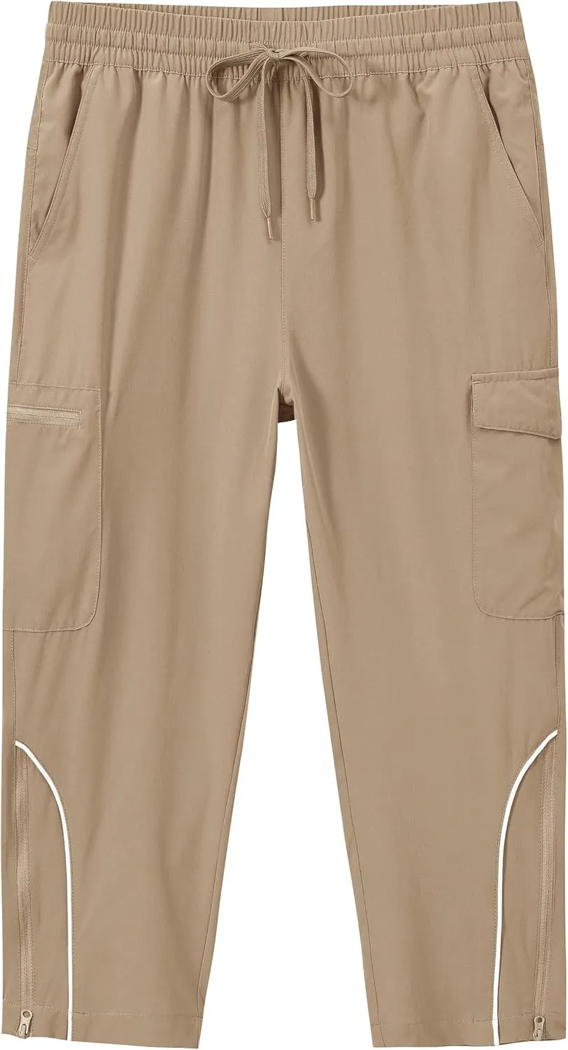 MoFiz Capri Pants for Women Lightweight Casual Summer Trip Loose Shorts with Zipper Pockets