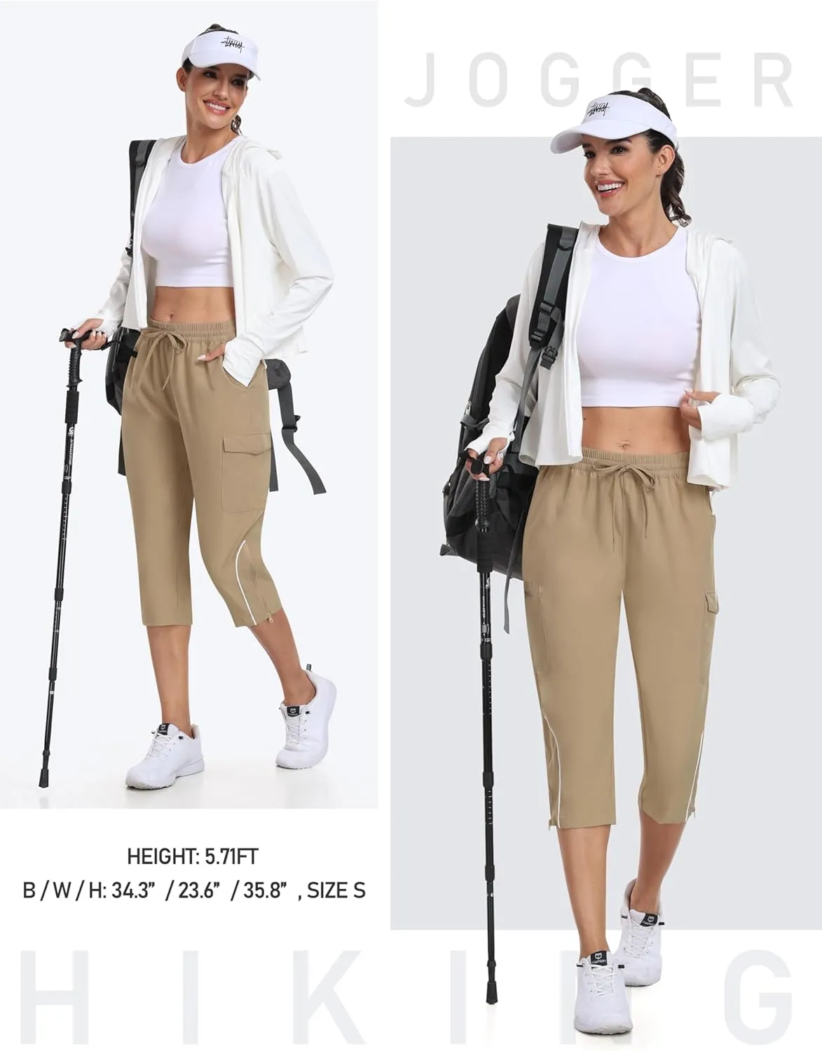 MoFiz Capri Pants for Women Lightweight Casual Summer Trip Loose Shorts with Zipper Pockets