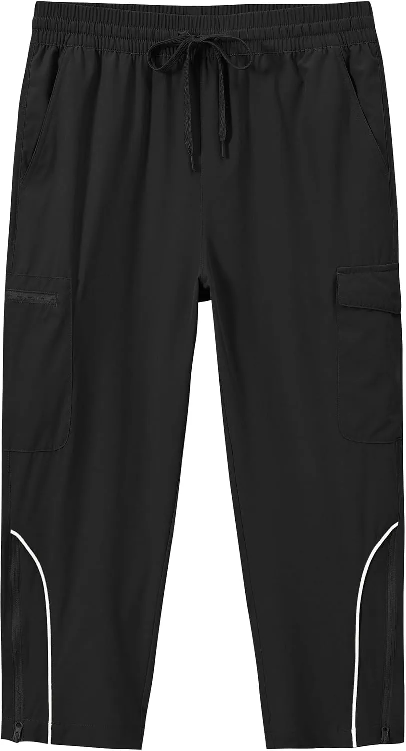 MoFiz Capri Pants for Women Lightweight Casual Summer Trip Loose Shorts with Zipper Pockets