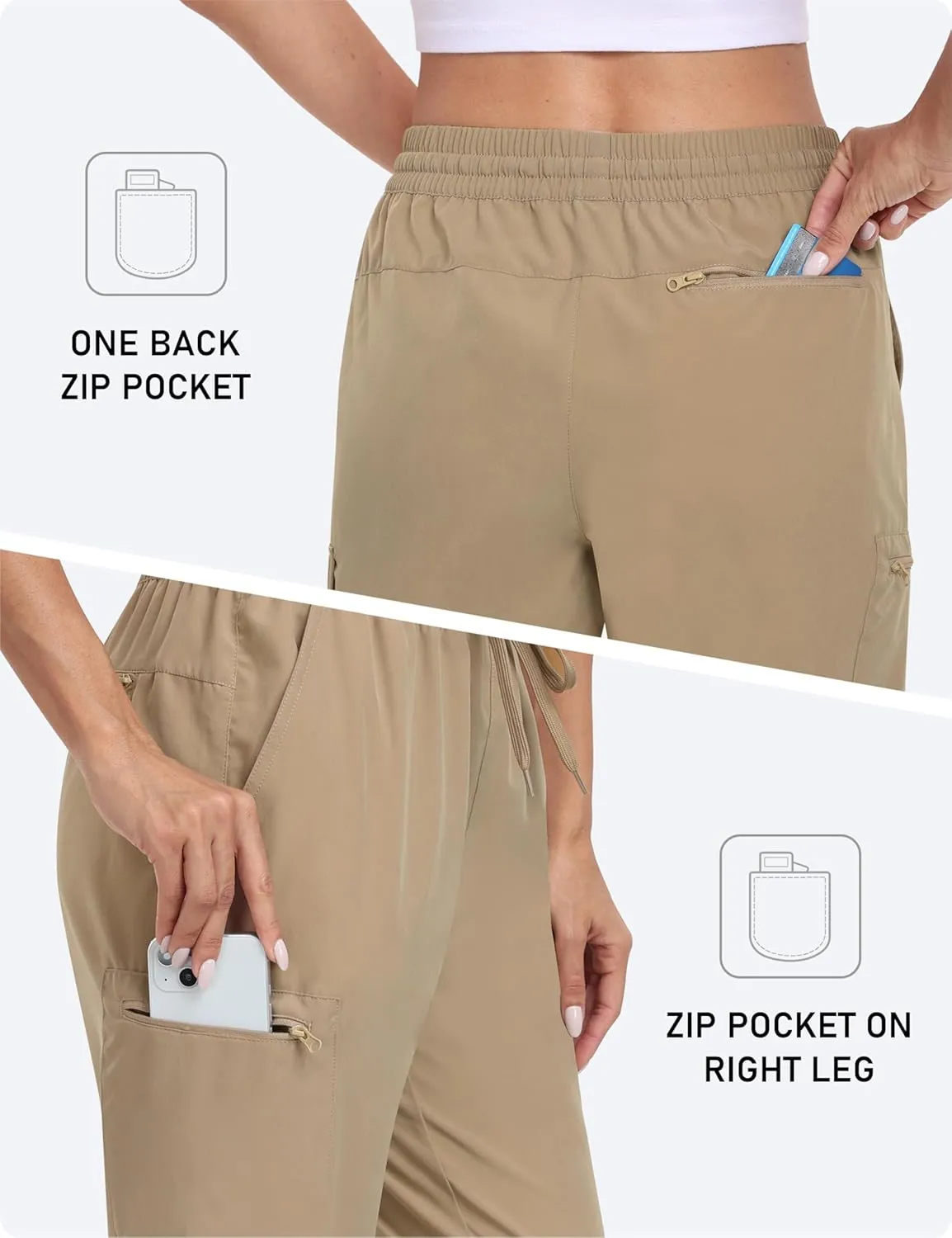 MoFiz Capri Pants for Women Lightweight Casual Summer Trip Loose Shorts with Zipper Pockets