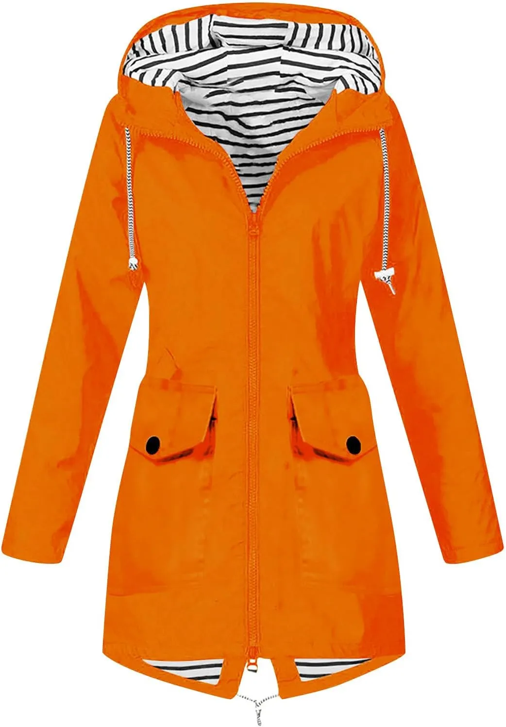 NaRHbrg Raincoat Hoodie for Women, Teen Girls Lightweight Hooded Jacket Solid Rain Jacket Outdoor Raincoat Windproof