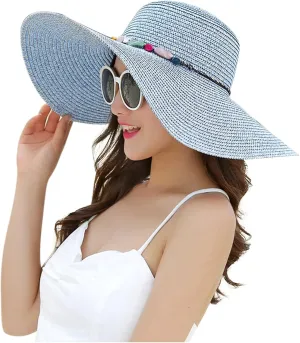 Oversized Straw Hat for Women Western Wide Brim Summer Cowboy Sun Hat Foldable Shapeable Trendy Fedora Hats