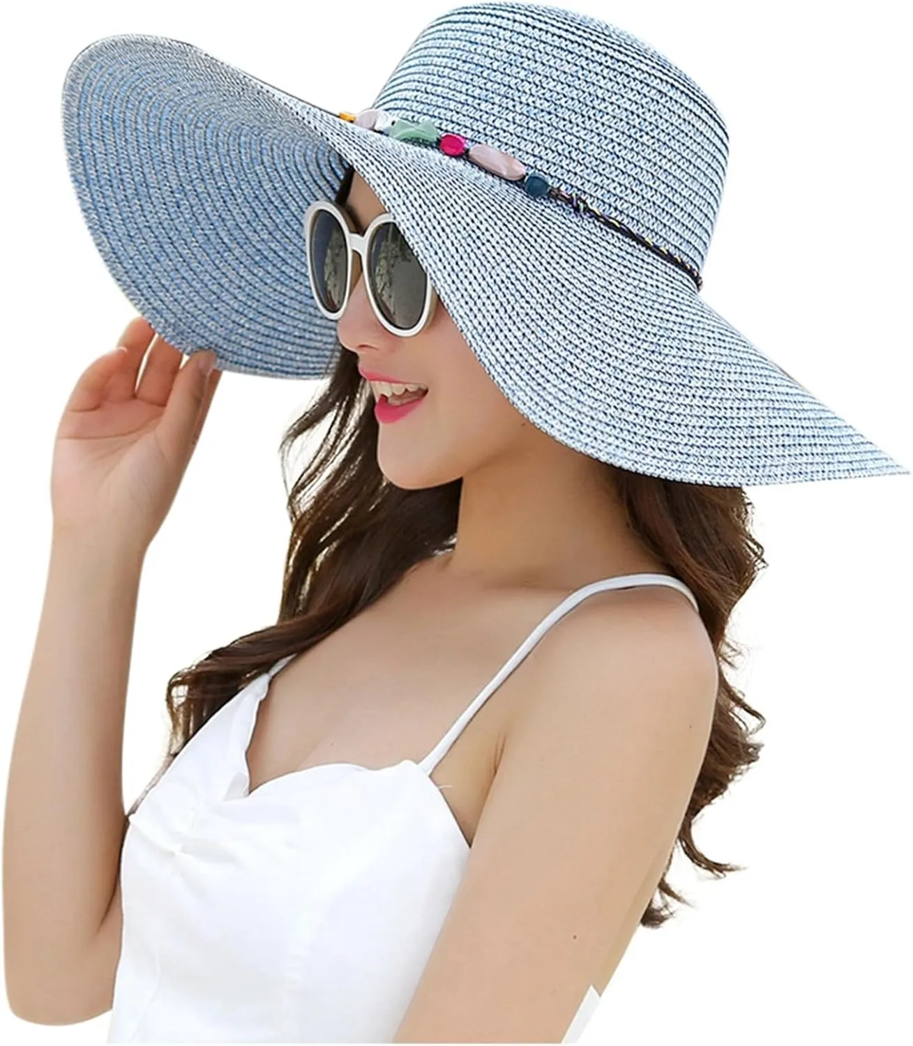 Oversized Straw Hat for Women Western Wide Brim Summer Cowboy Sun Hat Foldable Shapeable Trendy Fedora Hats