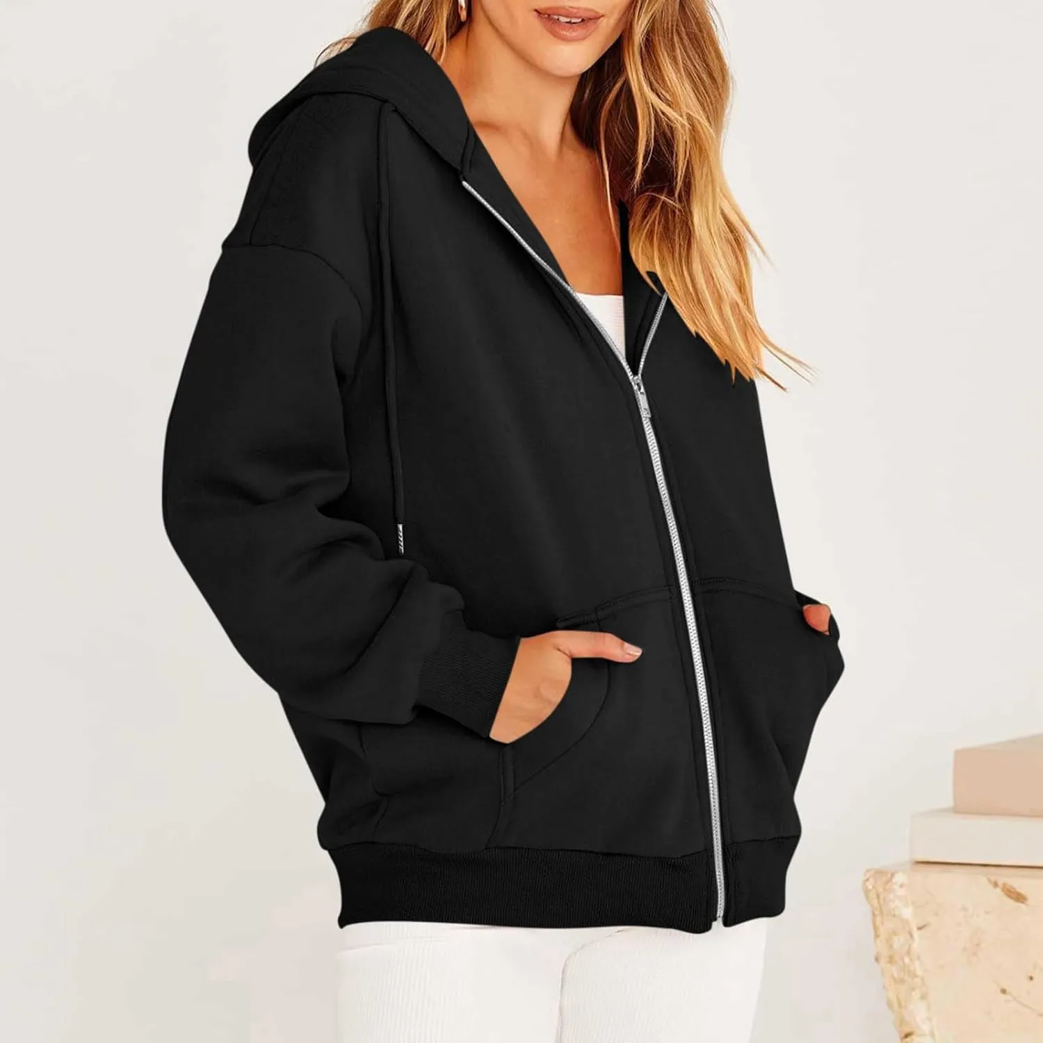 Oversized Sweatshirt For Women,Womens Y2K Zip Up Hoodie Casual Long Sleeve Jacket With Pockets