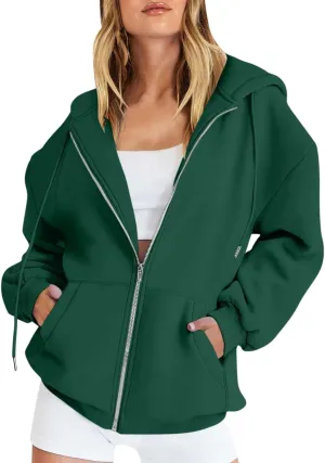 Oversized Sweatshirt For Women,Womens Y2K Zip Up Hoodie Casual Long Sleeve Jacket With Pockets
