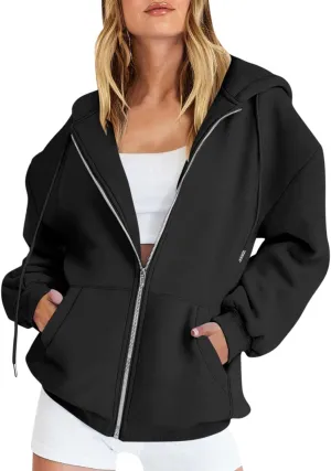 Oversized Sweatshirt For Women,Womens Y2K Zip Up Hoodie Casual Long Sleeve Jacket With Pockets