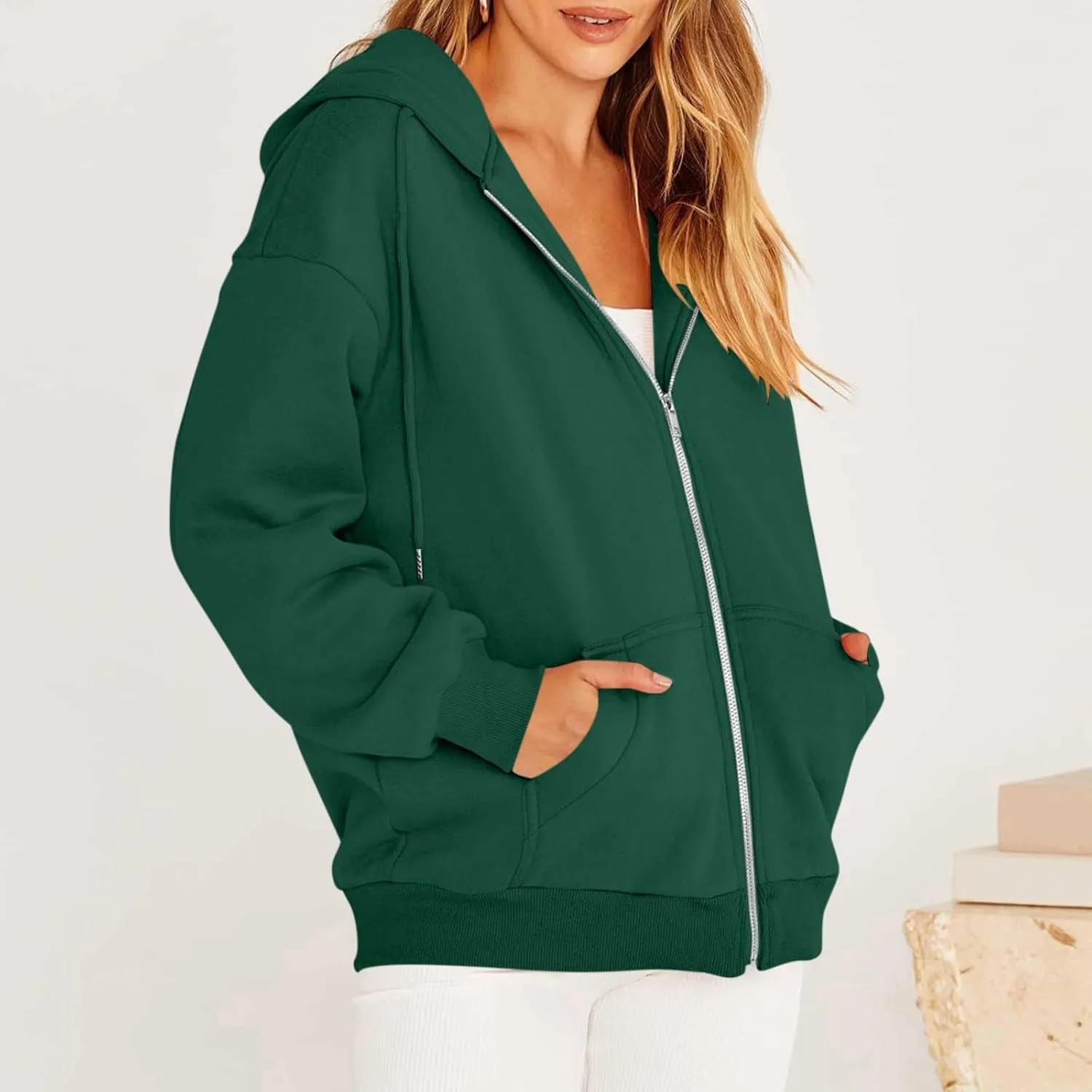 Oversized Sweatshirt For Women,Womens Y2K Zip Up Hoodie Casual Long Sleeve Jacket With Pockets