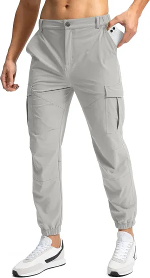 Pinkbomb Men's Hiking Cargo Pants with 7 Pockets Slim Fit Stretch Joggers Golf Cargo Work Pants for Men