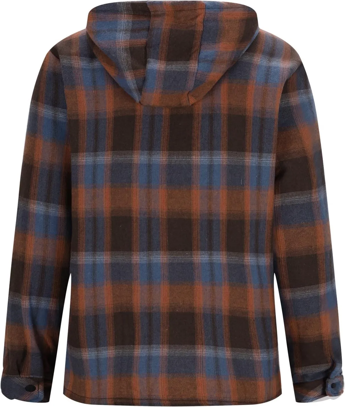 Plush Hooded Jacket for Men Plaid Print Zipper Shirt Jacket Casual Fashion Warm Coat Outerwear with Pockets