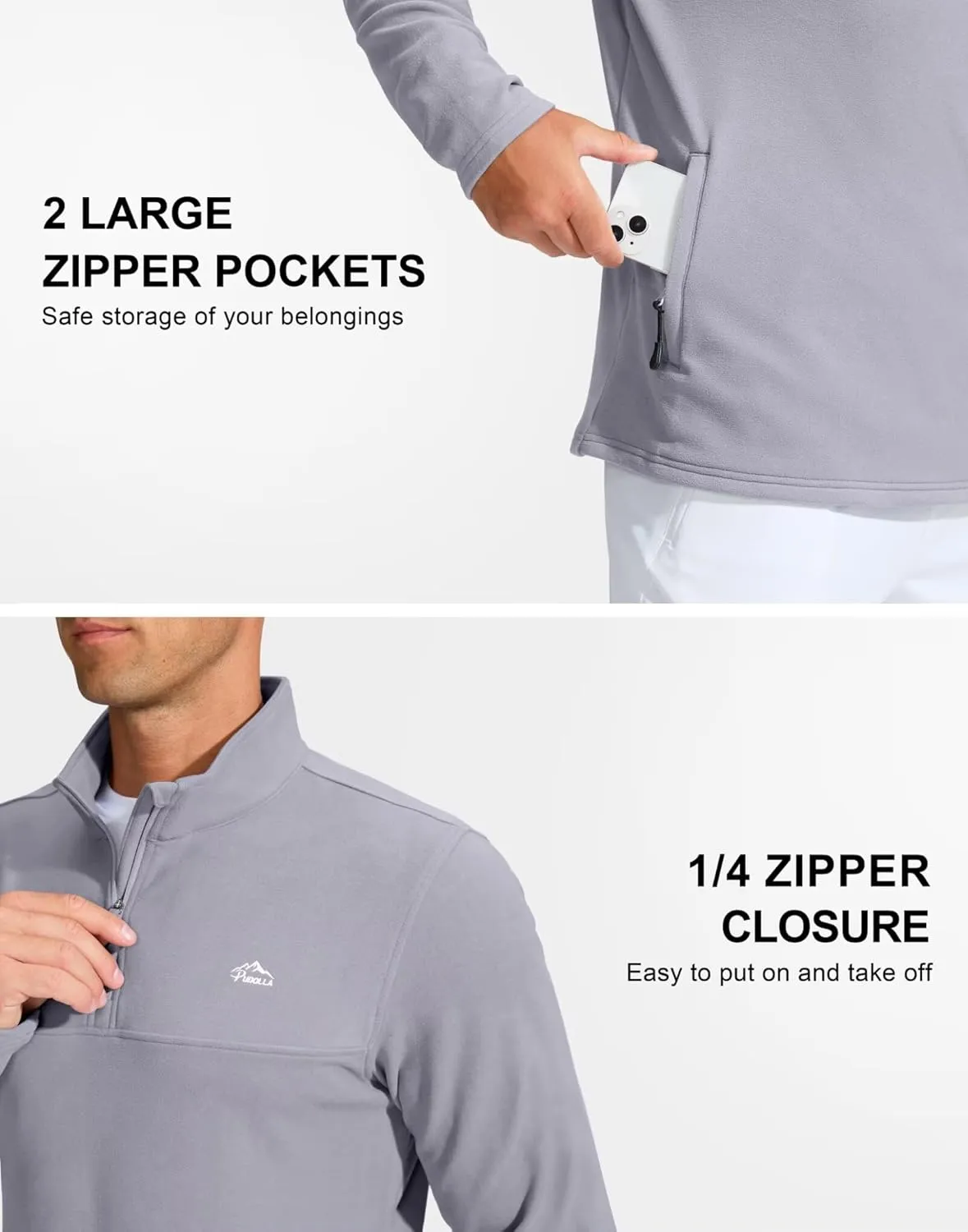 Pudolla Men's 1/4 Zip Pullover Sweatshirts Fleece Warm Soft Sweatshirts with Pockets for Running Athletic Workout Golf