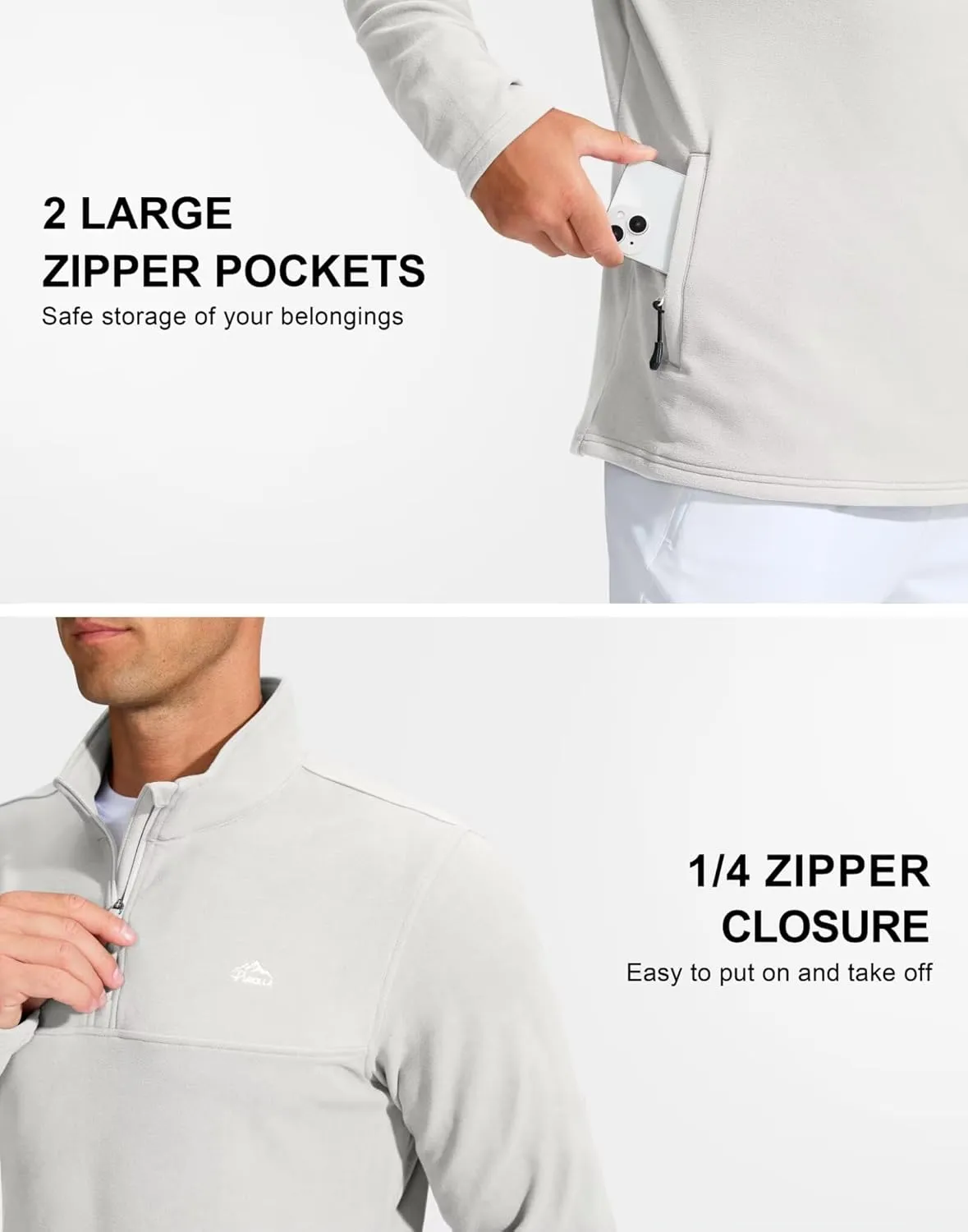Pudolla Men's 1/4 Zip Pullover Sweatshirts Fleece Warm Soft Sweatshirts with Pockets for Running Athletic Workout Golf