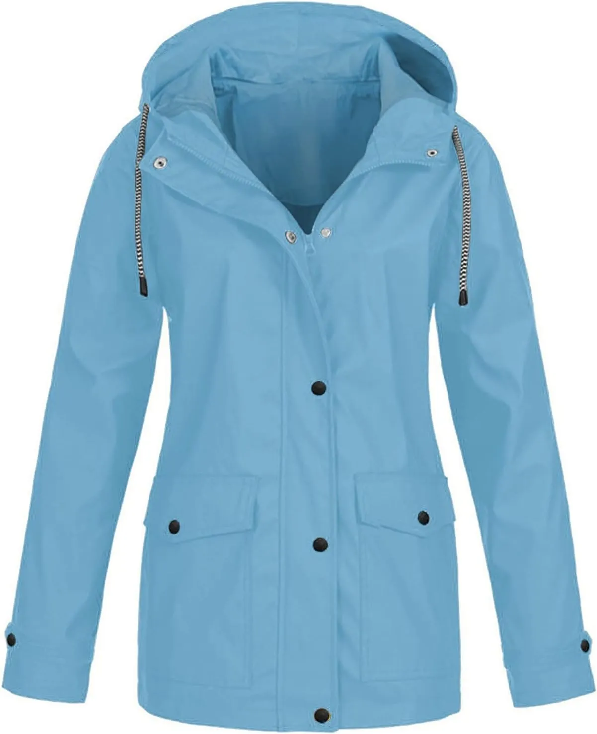Rain Jacket Women 2024 Fall Lightweight Waterproof Raincoat Windbreaker Outdoor Hooded Trench Coat