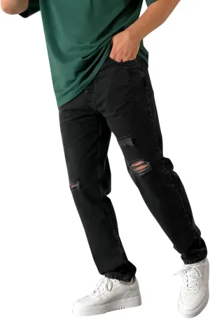 Ripped Jeans for Men Ripped Skinny Stretch Distressed Destroyed Slim Jeans Denim Pants Jeans Straight Leg Denim Pants