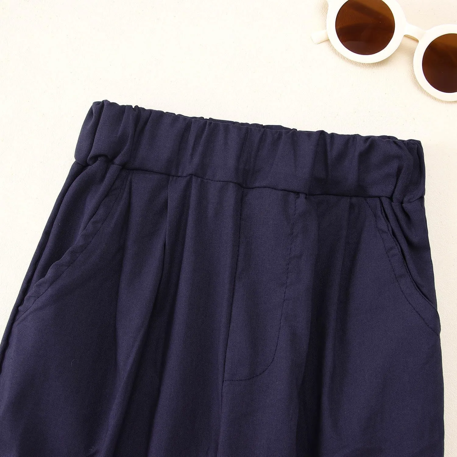 Ritatte Toddler Boy Cotton Linen Pants Casual Basic Plain Soft Long Pants Kids Summer Fall Comfy Trousers Loose Pants 2-7T