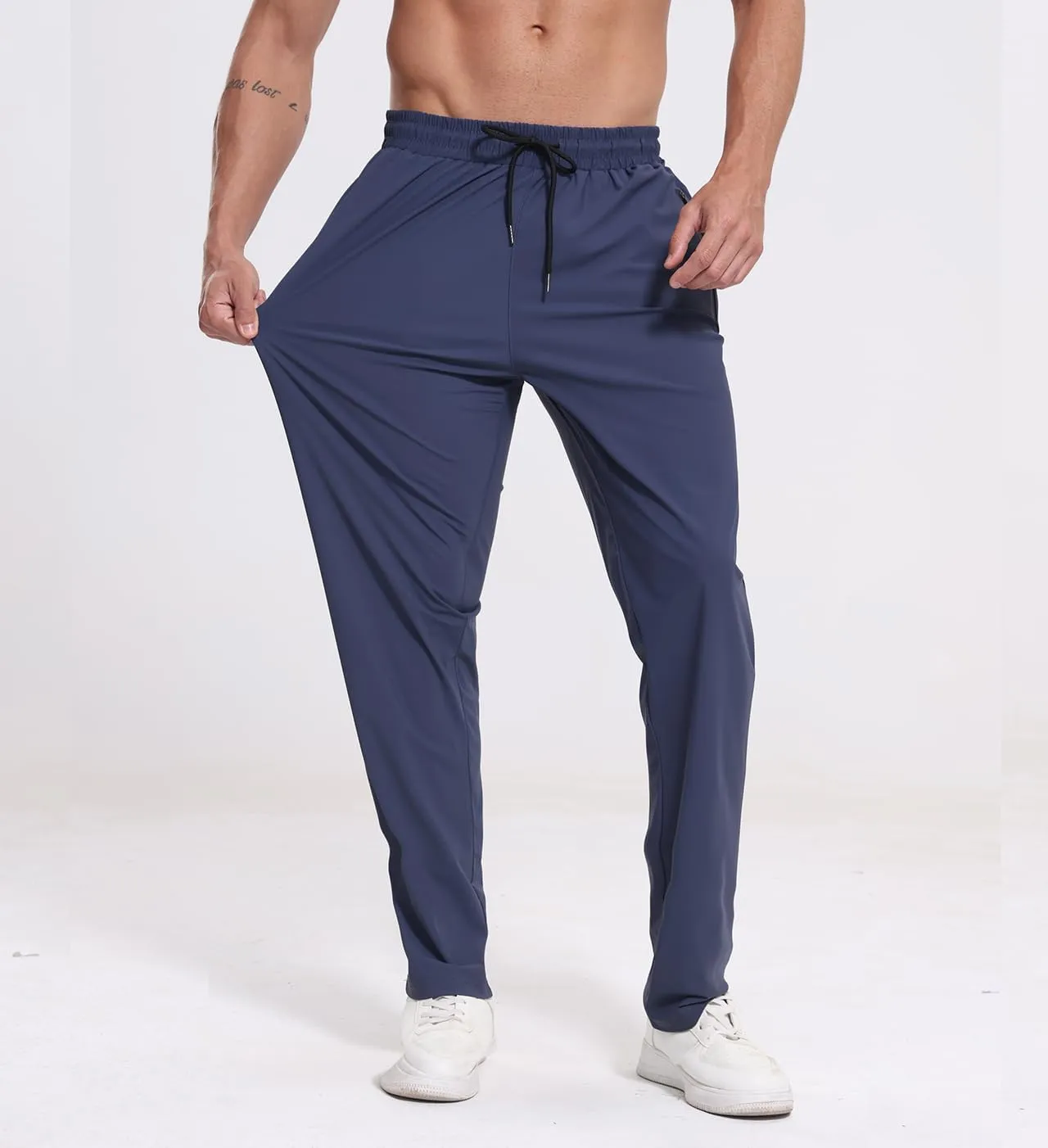 RPOVIG 3 Pack Men's Athletic Sweatpants with Zipper Pockets Workout Gym Running Hiking Active Cooling Stretch Joggers Pants