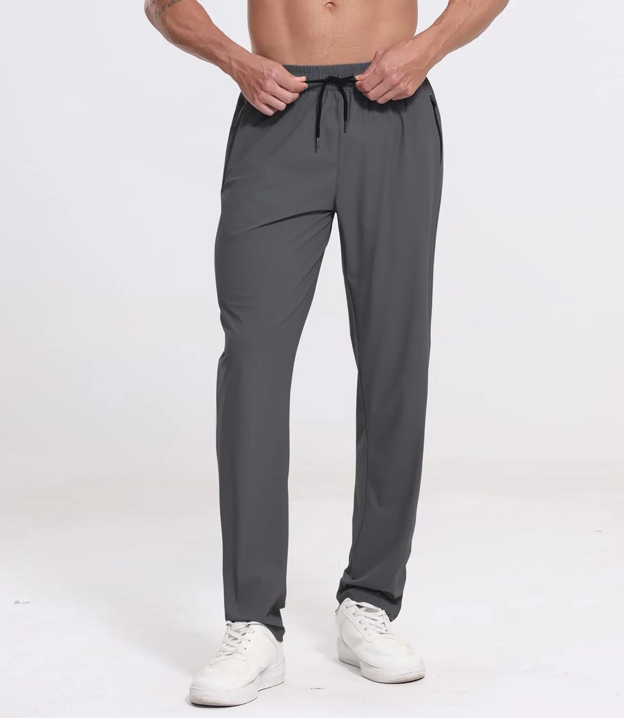 RPOVIG 3 Pack Men's Athletic Sweatpants with Zipper Pockets Workout Gym Running Hiking Active Cooling Stretch Joggers Pants