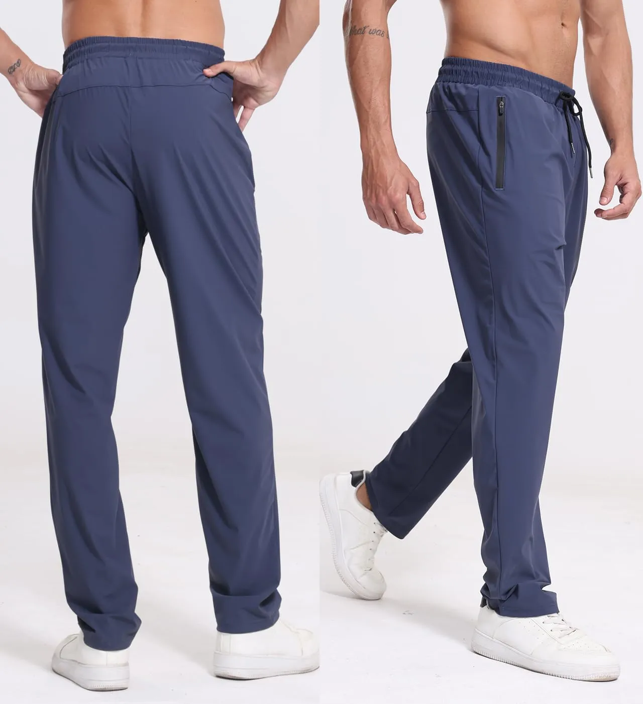 RPOVIG 3 Pack Men's Athletic Sweatpants with Zipper Pockets Workout Gym Running Hiking Active Cooling Stretch Joggers Pants