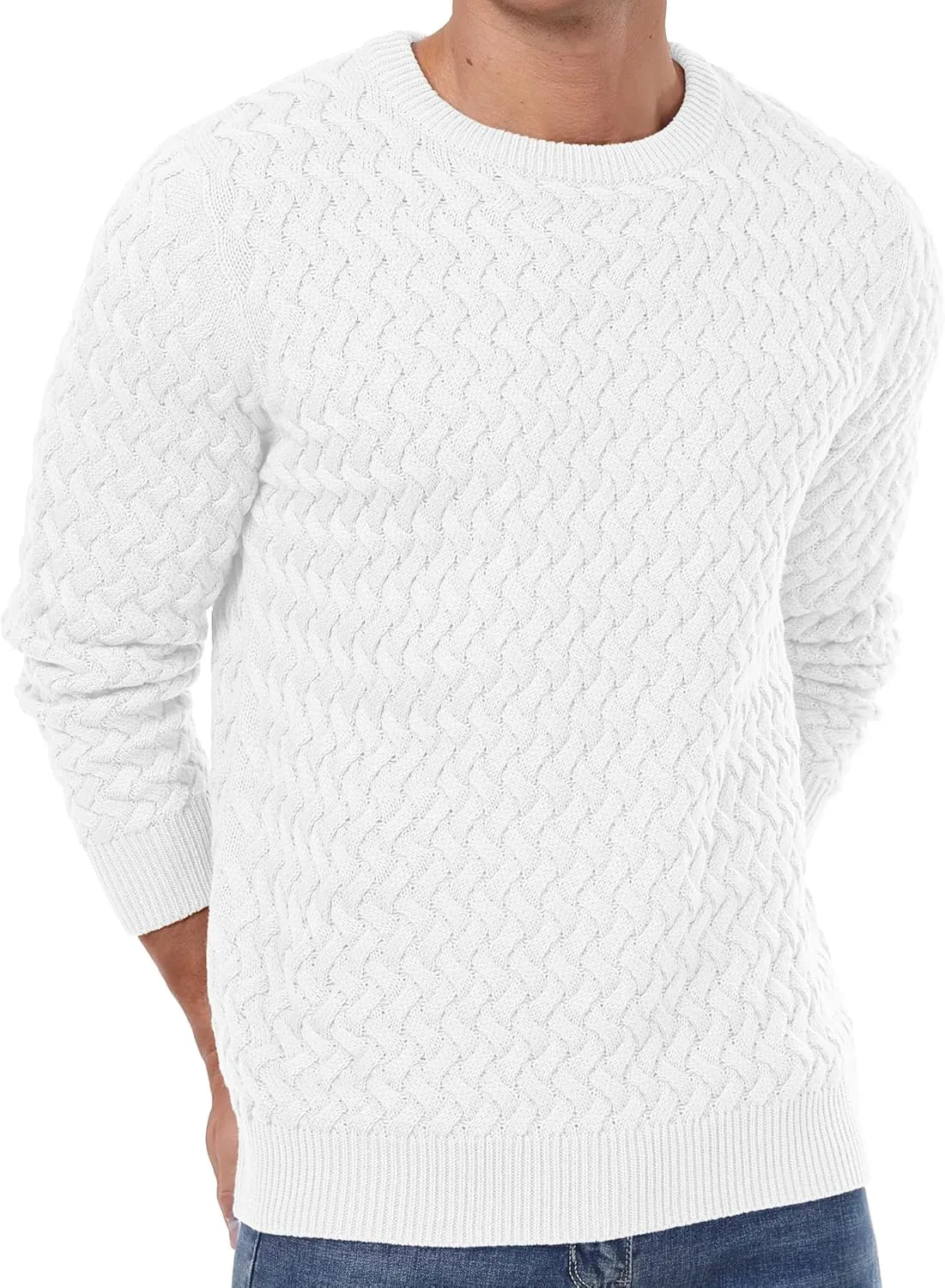 Sailwind Men's Crewneck Cable Knit Sweaters Long Sleeve Casual Twist Patterned Pullover Sweater