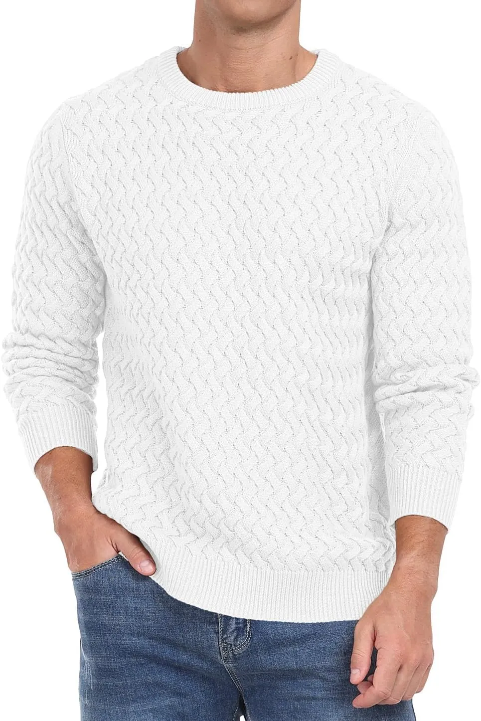 Sailwind Men's Crewneck Cable Knit Sweaters Long Sleeve Casual Twist Patterned Pullover Sweater