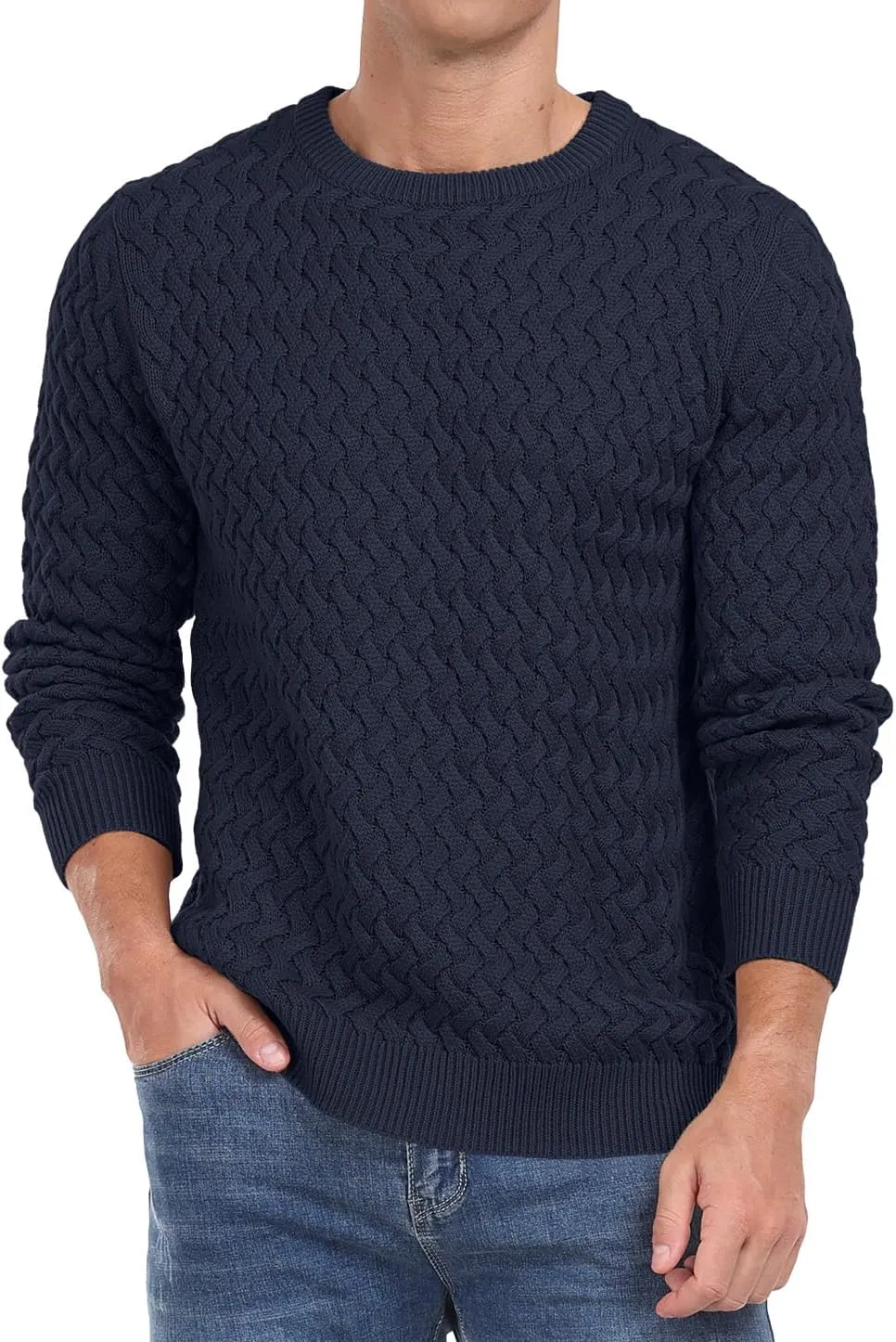 Sailwind Men's Crewneck Cable Knit Sweaters Long Sleeve Casual Twist Patterned Pullover Sweater
