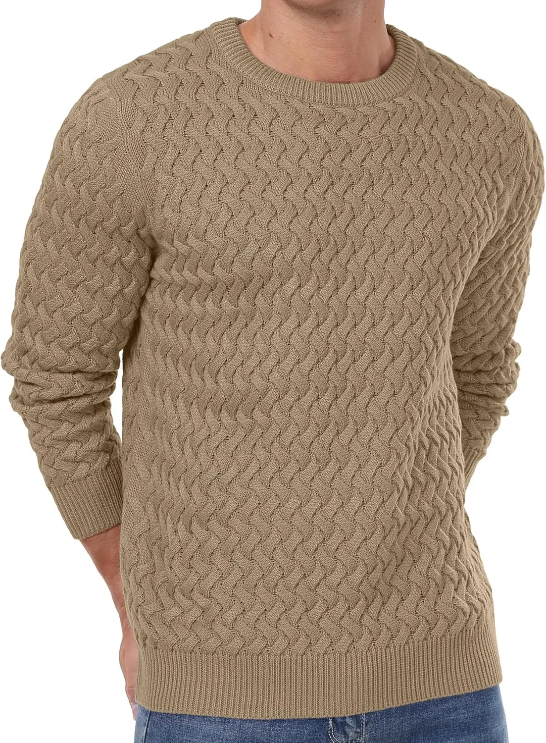 Sailwind Men's Crewneck Cable Knit Sweaters Long Sleeve Casual Twist Patterned Pullover Sweater