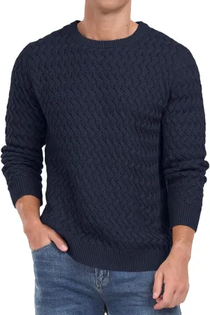 Sailwind Men's Crewneck Cable Knit Sweaters Long Sleeve Casual Twist Patterned Pullover Sweater