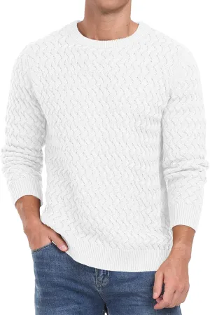 Sailwind Men's Crewneck Cable Knit Sweaters Long Sleeve Casual Twist Patterned Pullover Sweater
