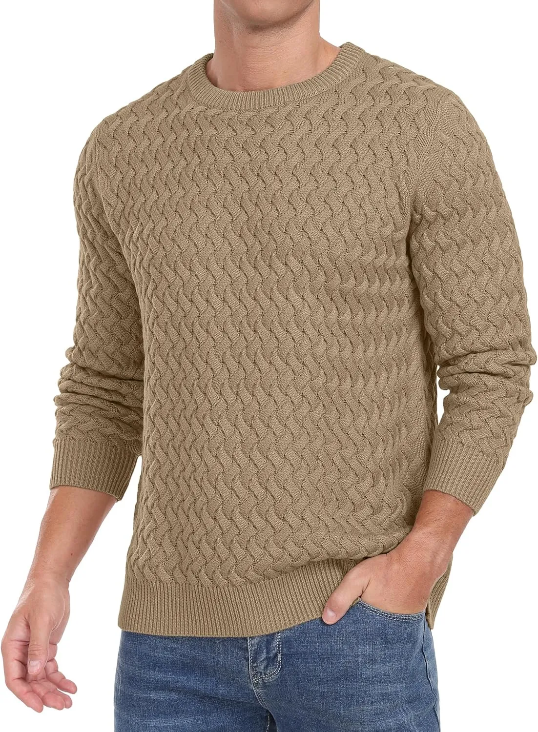 Sailwind Men's Crewneck Cable Knit Sweaters Long Sleeve Casual Twist Patterned Pullover Sweater