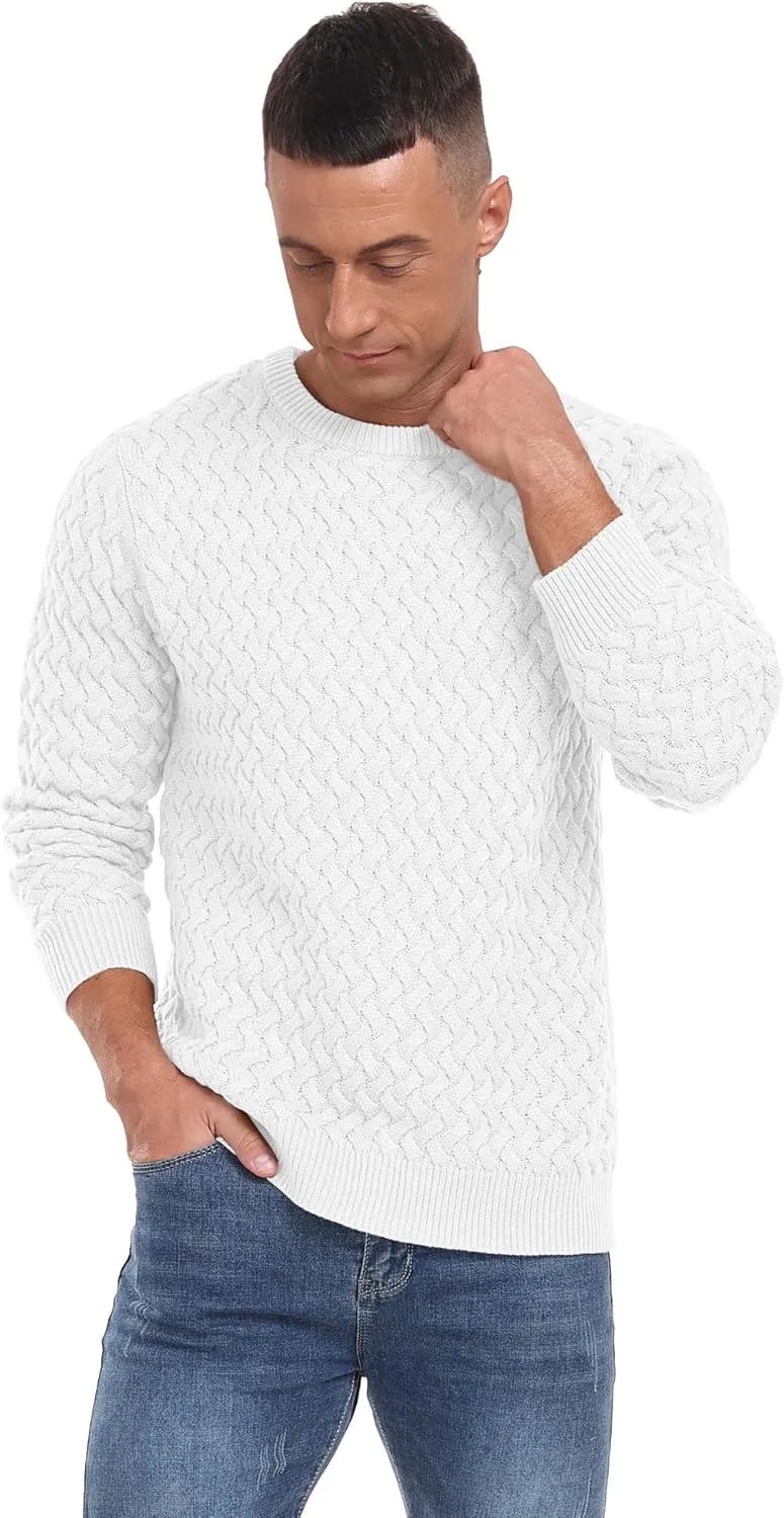 Sailwind Men's Crewneck Cable Knit Sweaters Long Sleeve Casual Twist Patterned Pullover Sweater
