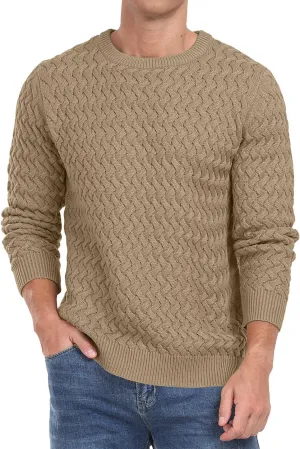 Sailwind Men's Crewneck Cable Knit Sweaters Long Sleeve Casual Twist Patterned Pullover Sweater