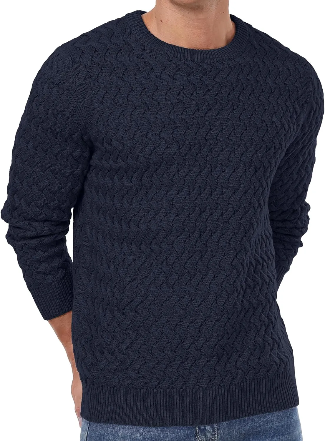 Sailwind Men's Crewneck Cable Knit Sweaters Long Sleeve Casual Twist Patterned Pullover Sweater