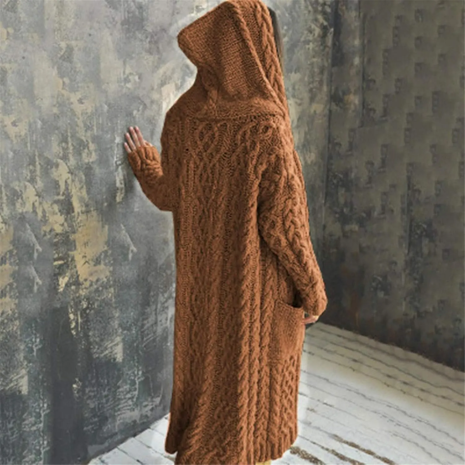 SHAOBGE Sweater Formal Coat Solid Solid Sweater Winter Long Knitted Pocket Loose Women Light Sweaters for Women Open