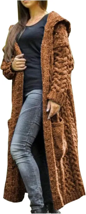 SHAOBGE Sweater Formal Coat Solid Solid Sweater Winter Long Knitted Pocket Loose Women Light Sweaters for Women Open