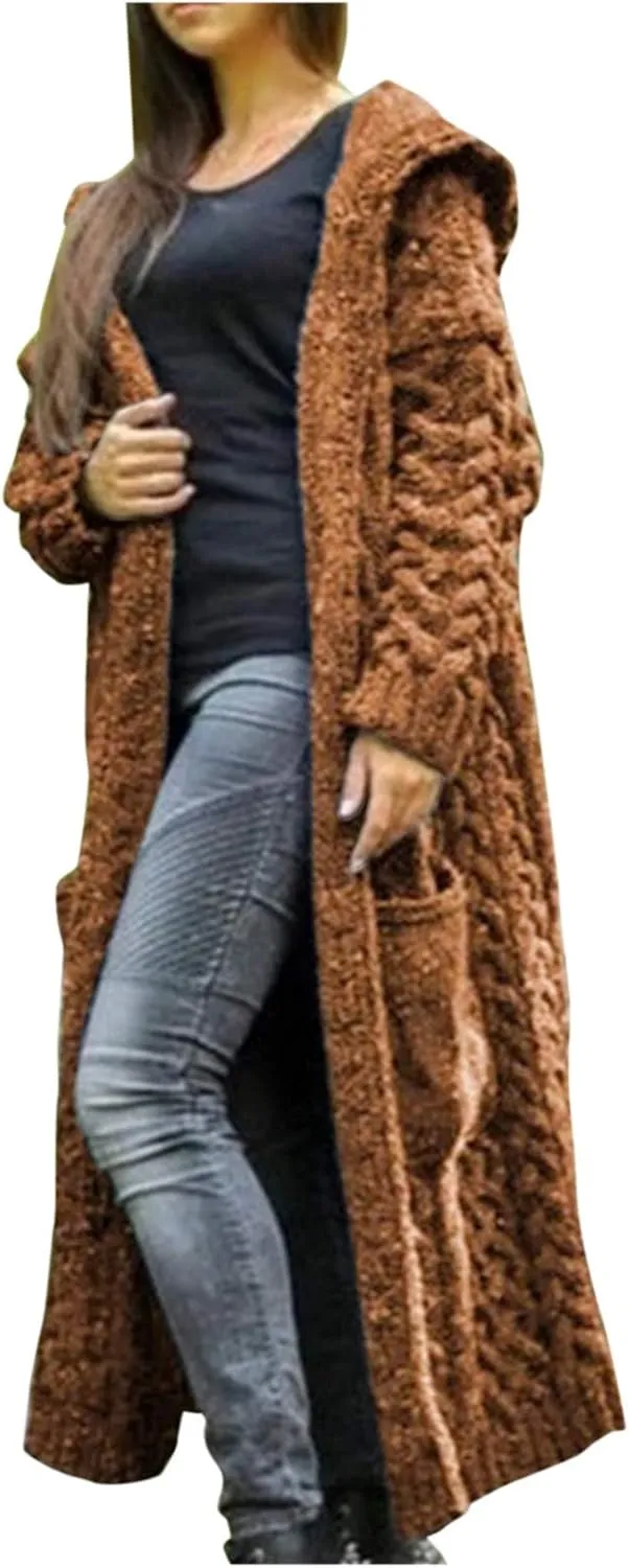SHAOBGE Sweater Formal Coat Solid Solid Sweater Winter Long Knitted Pocket Loose Women Light Sweaters for Women Open