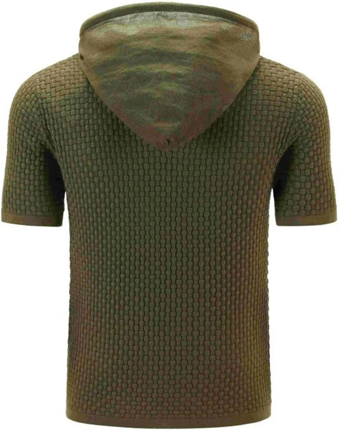 Short Sleeve Waffle Hoodies for Men Knitted Pullover Sweater Breathable Shirts Summer Tops Soft Cmofy Fashion Clothes
