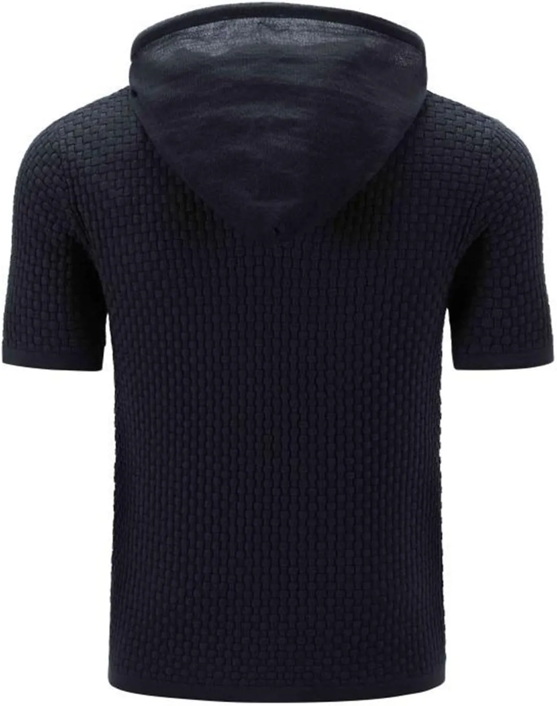 Short Sleeve Waffle Hoodies for Men Knitted Pullover Sweater Breathable Shirts Summer Tops Soft Cmofy Fashion Clothes