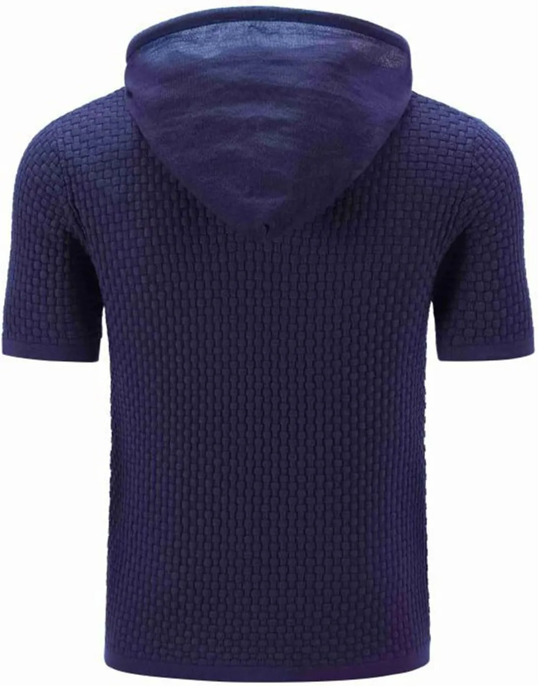 Short Sleeve Waffle Hoodies for Men Knitted Pullover Sweater Breathable Shirts Summer Tops Soft Cmofy Fashion Clothes