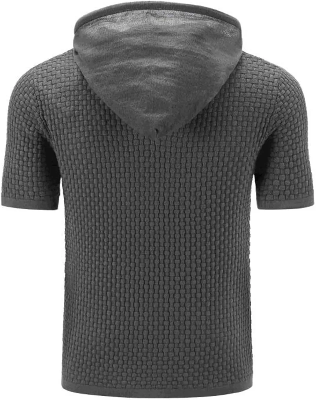 Short Sleeve Waffle Hoodies for Men Knitted Pullover Sweater Breathable Shirts Summer Tops Soft Cmofy Fashion Clothes