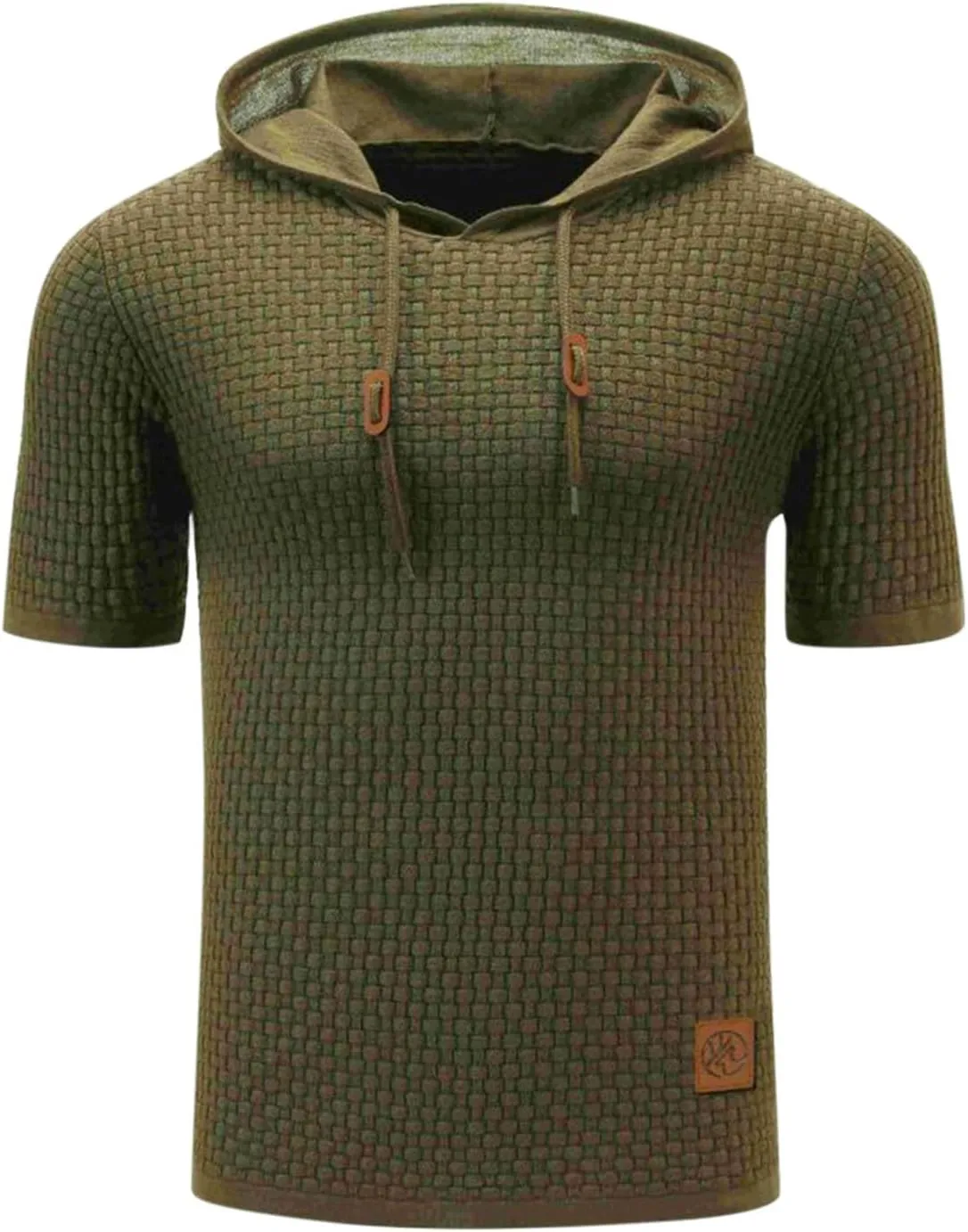 Short Sleeve Waffle Hoodies for Men Knitted Pullover Sweater Breathable Shirts Summer Tops Soft Cmofy Fashion Clothes
