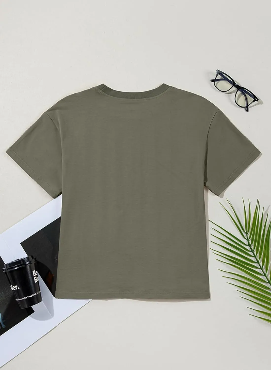 Sidefeel Womens Short Sleeve Casual Basic T Shirts Summer Round Neck Pleated Tee Tops Blouses